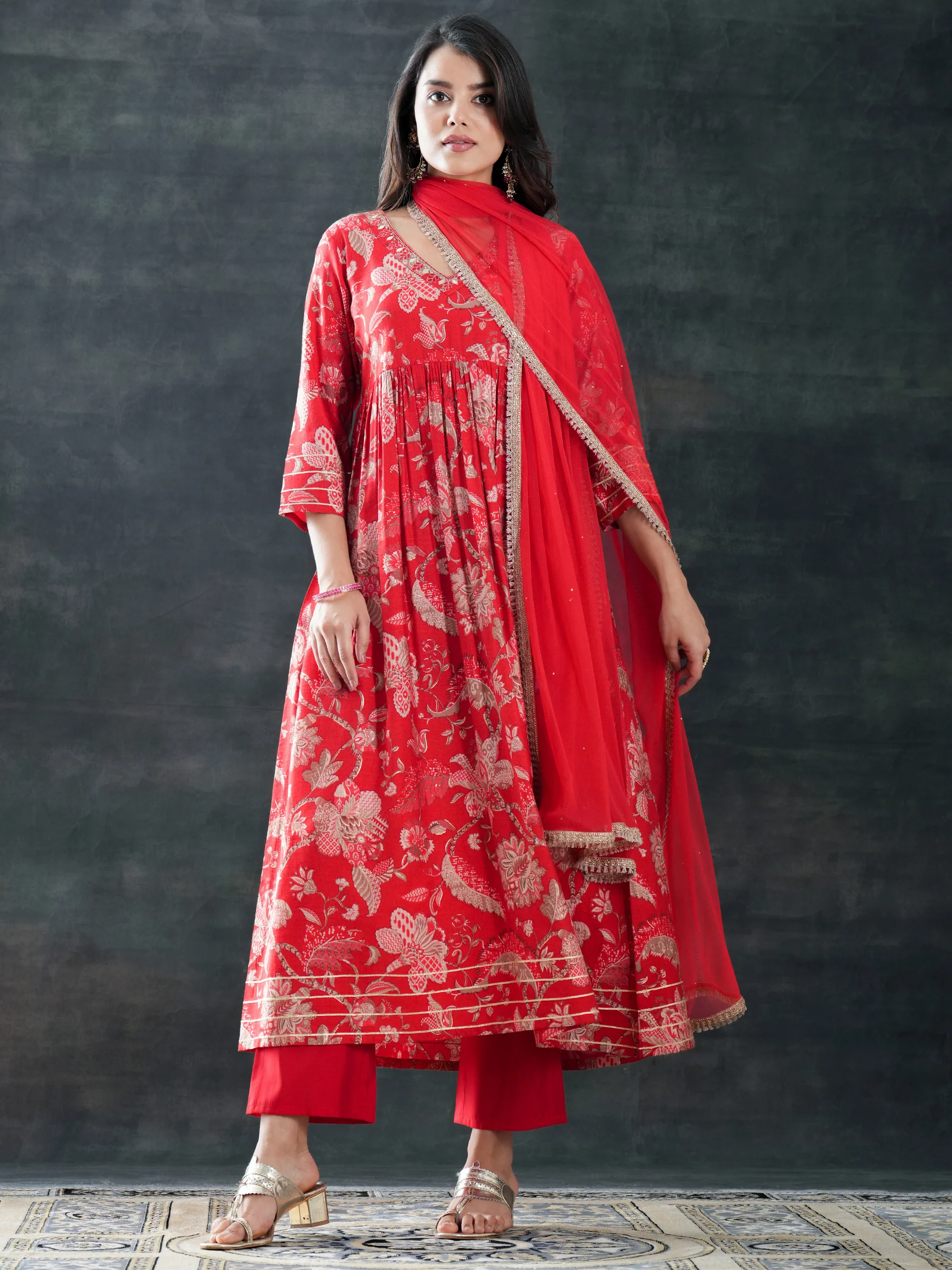 Mirror Work Anarkali Dress